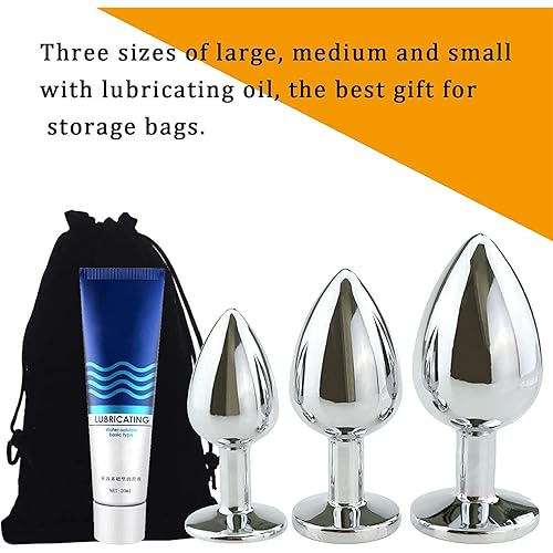 Stainless Steel Anal Butt Plugs Anal Trainer Toys, 3Pcs Anal Sex Toys Kit Personal Massager for Starter Beginner Men Women Couples