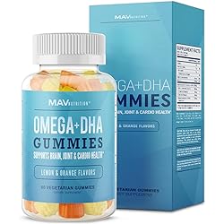 Fish Oil Omega 3 Gummies as DHA Brain Supplement to Support Brain, Joint & Cardiovascular Health, Natural Flavors, Aids Immune Health, 60 Vegetarian Friendly Gummies