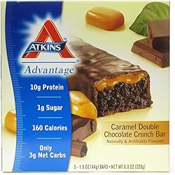 Atkins Caramel Double Chocolate Crunch Bar, 5 Bars