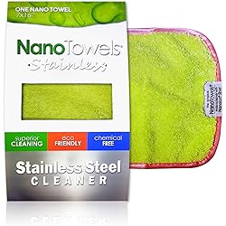 Nano Towels Stainless Steel Cleaner | The Amazing Chemical Free Stainless Steel Cleaning Reusable Wipe Cloth | Kid & Pet Safe | Light Green 7x16" 1 pc