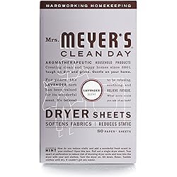 Mrs. Meyer's Dryer Sheets, Fabric Softener, Reduces Static, Infused with Essential Oils, Lavender Scent, 80 Count