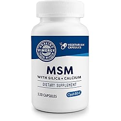 Vimergy MSM with Silica & Calcium – Natural Joint Pain Relief Supplement - Supports Hair & Nail Health - Non-GMO, Gluten-Free, Kosher, Soy-Free, Vegan & Paleo 120 Count