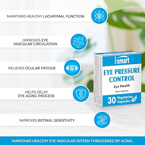 Supersmart - Eye Pressure Control - with Bilberry Extract Standardized to 36% Anthocyanins - Natural Eye Health & Anti Aging Supplement | Non-GMO & Gluten Free - 30 Vegetarian Capsules