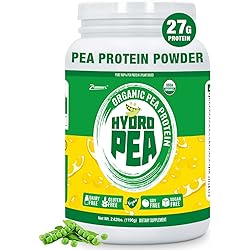 100% Pea Protein PowderUnflavored, 27g Protein Per Serving ,Certified USDA Organic,Premium Plant Protein Powder, Vegetarian Friendly, Gluten Free, Non-GMO,No Additives,Easy to Digest,2.62lbs