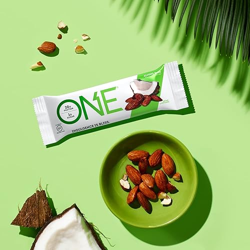 ONE Protein Bars, Gluten Free Protein Bars with 20g Protein and only 1g Sugar, Guilt-Free Snacking for High Protein Diets, Almond Bliss, 2.12 oz 12 Pack