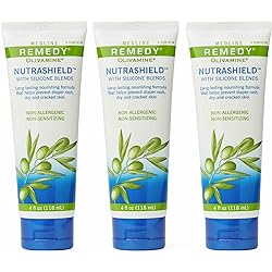 Medline Remedy Nutrashield, Skin Protection, Relieves Chapped or Cracked Skin, Ideal for Dry Denuded Skin, 4 oz Pack of 3