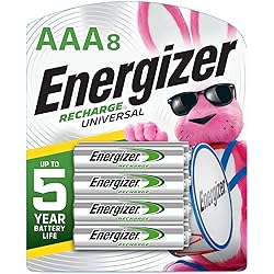Energizer Rechargeable AAA Batteries, 700 mAh NiMH, Pre-Charged, Chargeable for 1,000 Cycles, Recharge Universal, 8 Count