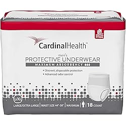55UWMLXL18PK - Cardinal Maximum Absorbency Protective Underwear for Men, LargeExtra Large, 45-58, 130-230 lbs Replaces ZRPUM18