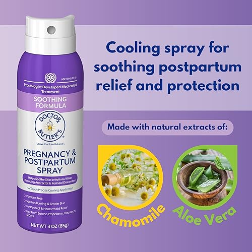 Doctor Butler's Pregnancy & Postpartum Spray - Perineal Spray and Hemorrhoid Treatment with Aloe and Chamomile, Pregnancy Support and Postpartum Essentials, Paraben Free 3oz