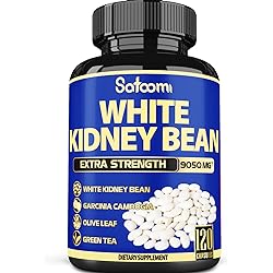 120 Capsules - 4 Month Supply - White Kidney Bean Capsules - 6in1 Equivalent to 9050mg - Extra Blend with Olive Leaf, Green Coffee Bean & Green Tea