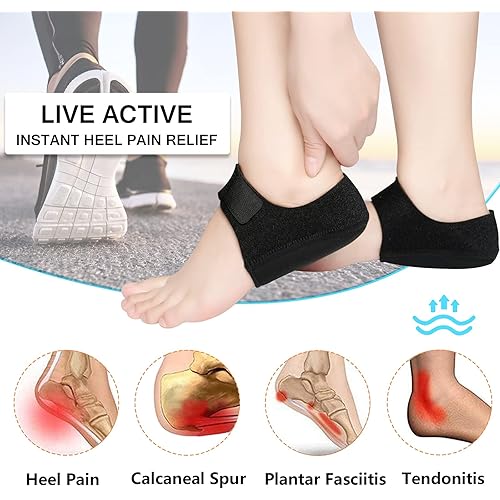 Heel Protectors, Gel Heel Cups, Heel Cushion Support for Plantar Fasciitis, Heel Pain, Achilles Tendinitis, Dry Cracked Heels, Heel Pads for Men & Women