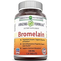 Amazing Formulas Bromelain - 500 Mg 120 Tablets Non GMO,Gluten Free, Proteolytic Enzymes - Supports Dijestion of Proteins - Anti-Inflammatory Properties - Supports Nutrient Absorption