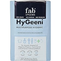 Fab Little Bag HyGeeni Disposal Bags for Nappies, Incontinence Pads, Ostomy & Catheter Bags - Prevents Odours, No Mess, Eco-Friendly, Pack of 50 Bags