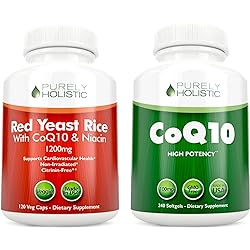 Red Yeast Rice 1200mg & Niacin CoQ10 100mg - 120 Capsules & 240 Softgels Bundle - Made in USA