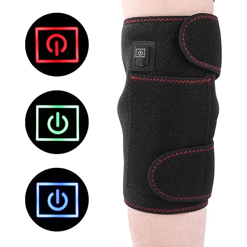 Electric Heated Knee Pads Brace Wrap, Knee Heating Pad with Adjustable Hot Compress Relief Joint Injury Pain for Home Office Travel Outdoor Use