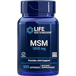 Life Extension MSM 1000 mg - Joint Health Supplement For Adults - Support Muscle, Joints, Knee and Cartilage Health For Mobility, Strength, Relief - Gluten-Free, Non-GMO - 100 Capsules