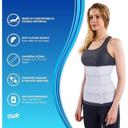 NYOrtho Abdominal Binder Lower Waist Support Belt - Compression Wrap for Men and Women 30 - 45 4 Panel - 12&#34
