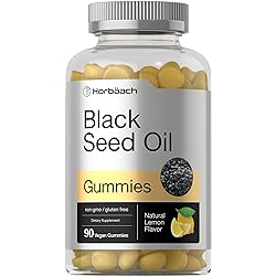 Blackseed Oil Gummies | 90 Gummies | Vegan, Non-GMO, and Gluten Free Formula | Nigella Sativa | Natural Lemon Flavor | by Horbaach