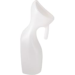 HealthSmart Female Portable Urinal Bottle with Contoured Handle for Incontinence, Lightweight Shatter-Resistant Plastic, 11.5 x 4 inches, 1 Quart Capacity, Clear