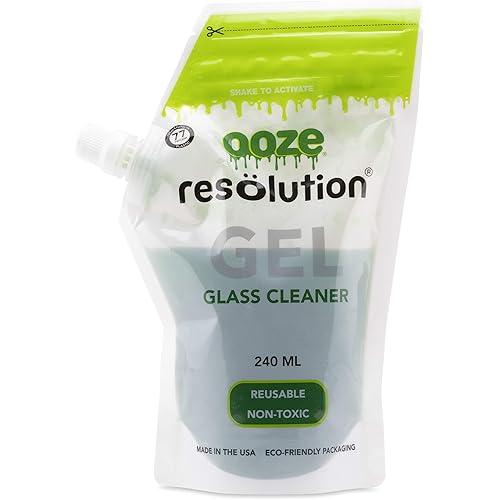 Ooze Resolution Gel Glass Cleaner 6 Pack 240ML Each Liquid Cleaning Solution Natural Clay-Based Non-Toxic Formula Glass and Metal Cleaner - Reusable Glass Cleaner - Non Abrasive Grunge Off