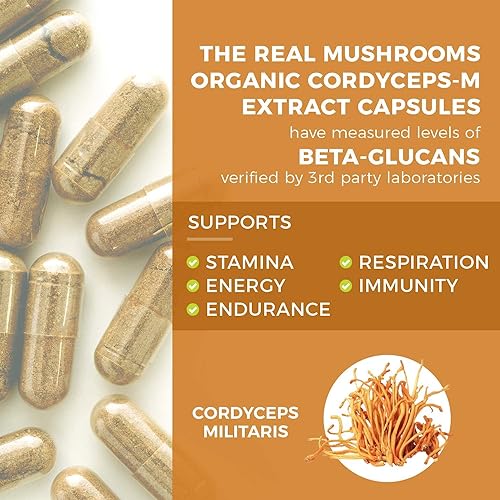Cordyceps Performance Mushroom Extract Powder Supplement - Improve Energy and Endurance 120ct Non-GMO 60 Days