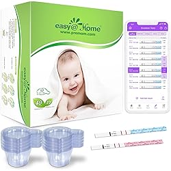 Easy@Home Ovulation & Pregnancy Test Strips Kit: 40 Ovulation Strips and 10 Pregnancy Tests– Accurate Fertility Tracker OPK - Powered by Premom Ovulation APP | 40LH 10HCG 50 Urine Cups40ML