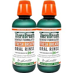 TheraBreath Fresh Breath Dentist Formulated Oral Rinse, Rainforest Mint, 16 Ounce Pack of 2