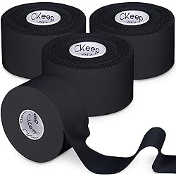 CKeep Black Athletic Tape 4 Pack, 45ft Per Roll, Easy to Tear and No Residue, Sport Tape for Strains and Sprains, Hypoallergenic and Breathable