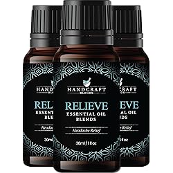 Handcraft Relieve Essential Oil Blend 30 ml – Essential Oils for Diffusers for Home – Headache Relief Essential Oil Blends for Men & Women, with Peppermint, Lavender and Frankincense Oils - Pack of 3