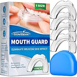 Mouth Guard, Mouth Guard for Grinding Teeth, Custom Mouth Guard for Clenching Teeth at Night, Night Guards for Teeth Grinding, Anti Grinding Dental Night Guard Bruxism Mouthguard - 4 PackOne Size