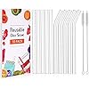RENYIH 10 Pcs Reusable Glass Boba Straws,9''x14 mm Wide Glass Drinking Straws Jumbo Smoothie Straws for Bubble Tea,Milkshakes,Set of 5 Straight and 5 Bent with 2 Cleaning Brushes -Dishwasher Safe