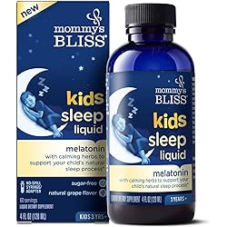 Mommy's Bliss Kids Sleep Liquid with Melatonin & Calming Herbs: Supports The Natural Sleep Process for Kids 3 Years & Up, Natural Grape Flavor, Sugar Free, 4 Fl Oz 60 Servings