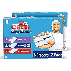 Mr. Clean Magic Eraser Variety Pack with Bath, Kitchen, and Extra Durable Cleaning Pads, Bathroom, Shower, and Oven Cleaner, 12 Count