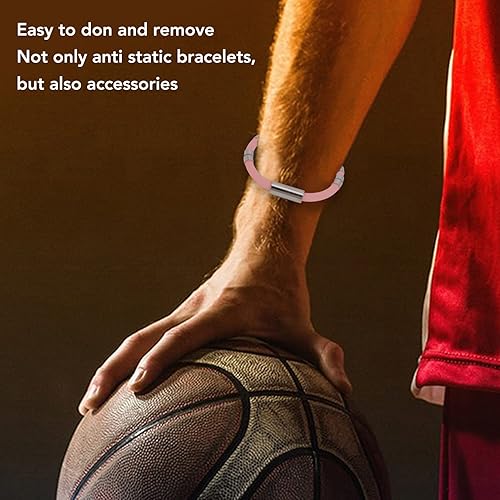 Anti Static Wrist Strap, Pink Static Bracelet Waterproof Washable 8 Rings Compact Portable Safe Reliable Comfortable Wearing for Running