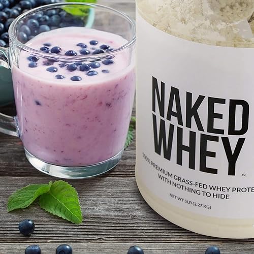 Strawberry Whey Protein - All Natural Grass Fed Whey Protein Powder Dried Strawberries Coconut Sugar- 5lb Bulk, GMO-Free, Soy Free, Gluten Free. Aid Muscle Growth & Recovery - 61 Servings