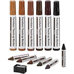 Furniture Repair Kit Wood Markers - Set of 13 - Markers and Wax Sticks with Sharpener Kit, for Stains, Scratches, Wood Floors, Tables, Desks, Carpenters, Bedposts, Touch Ups, and Cover Ups