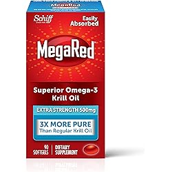 Antarctic Krill Oil 500mg Omega 3 Fatty Acid Supplement, MegaRed Extra Strength EPA & DHA Krill Oil Softgels 90cnt box, Antioxidant Astaxanthin, Heart Health Supplement With No Fish Oil Aftertaste