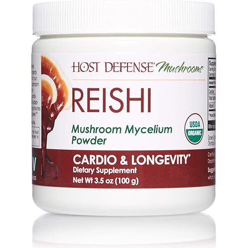 Host Defense, Reishi Mushroom Powder, Supports Energy, Cardiovascular Health and Stress Response, Mushroom Supplement, 3.5 oz, Plain