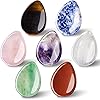 7 Pcs Teardrop Thumb Anxiety Worry Stone Colorful Healing Crystal Pocket Palm Stone Water Drop Shaped Chakra Stones Hand Carved Healing Stones Gemstone Worry Beads for Meditation Anxiety Stress Relief