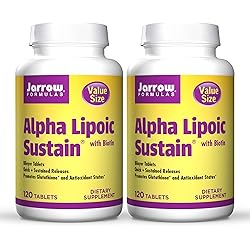 Jarrow Formulas Alpha Lipoic Sustain 300 mg - 120 Tablets, Pack of 2 - Antioxidant Biotin - Glucose Metabolism & Energy Production Support - Releases ALA Over Longer Period - Up to 120 Servings