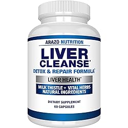 Liver Cleanse Detox & Repair Formula – Milk Thistle Herbal Support Supplement: Silymarin, Beet, Artichoke, Dandelion, Chicory Root – Arazo Nutrition