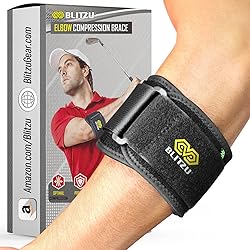 BLITZU Elbow Brace for Tennis & Golfer's Elbow Pain Relief. Counterforce Brace with 3D Compression Pad