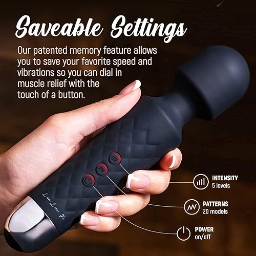 LuLu 7 Purple & LuLu 7 Black Upgraded Personal Massager - Premium with 5 Speeds 20 Patterns - Cordless Powerful and Handheld - USB Rechargeable for Back and Neck Relief