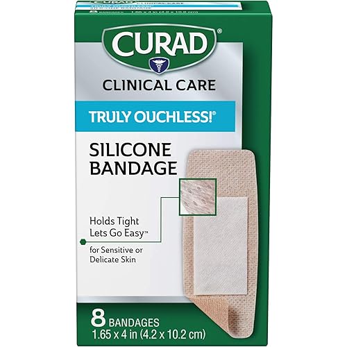 Curad Truly Ouchless Extra Large Silicone Bandages, Flexible Fabric, 8 count