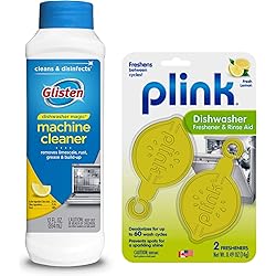 Glisten DM06N Magic Machine Cleaner & Disinfectant and Plink Dishwasher Freshener & Rinse Aid