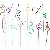 24 Pcs Crazy Straws,12 Assorted Colorful Reusable Plastic Crazy Loop Straws For Birthday Party Or Classroom Activities