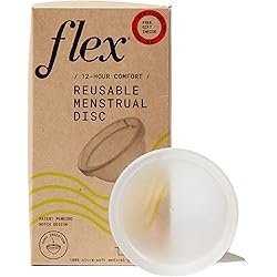 Flex Reusable Disc | Reusable Menstrual Disc | Tampon, Pad, and Cup Alternative | Capacity of 6 Super Tampons | Medical-Grade Silicone | Includes Carrying Pouch & 2 Free Disposable Discs