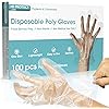 100 Pack Disposable Plastic Gloves - Food Prep Gloves Bulk Disposable Gloves Transparent Plastic Gloves for Food Service, Cleaning, Food Handling, Shared Spaces - One Size Fits Most