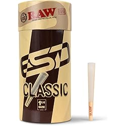 RAW Cones Classic 1-14 Size | 150 Pack | Natural Pre Rolled Rolling Paper with Tips & Packing Tubes Included