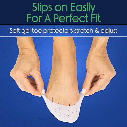 Vivesole Toe Pouches 4 PCS- Silicone Gel Sock Pads - Topper Cover Protector Sleeve - Men, Women Big Toe Protection Cushion for Ball of Foot, Metatarsal, Ballet Pointe Cap, Morton's Neuroma